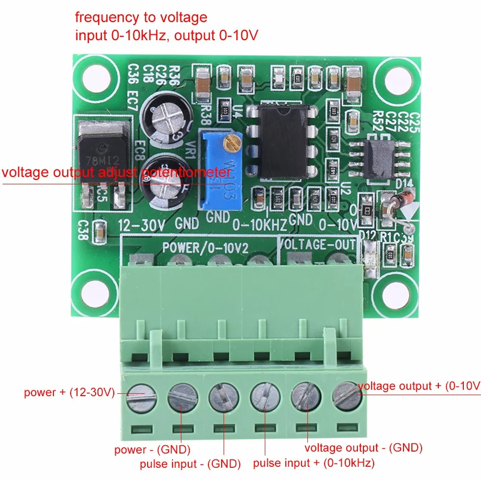 0-10KHz do 0-10V moduł konwertera częstotliwości na napięcie F/V płytka cyfrowo-analogowa do przełączania PLC i przetwornicy częstotliwości