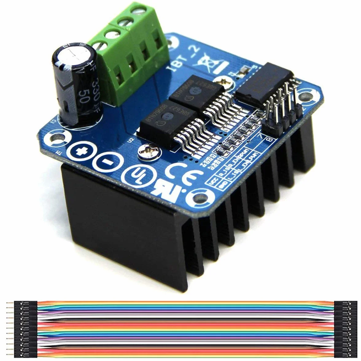 Moduł sterownika silnika BTS7960B podwójny sterownik silnika krokowego DC H-Bridge PWM Smart moduł sterownika samochodowego do ograniczenia prądu Arduino z kablem DuPont