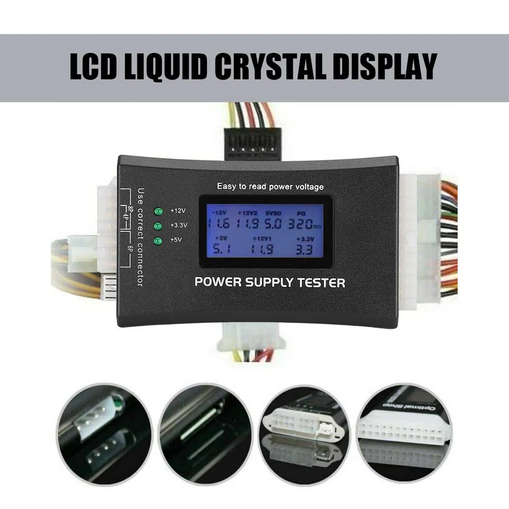 20Pin/24Pin ATX LCD Tester Zasilania Komputera do Złącza ATX, BTX, ITX, TFX i Przewodu P4/P6/P8/SATA/IDE PC Power Tool
