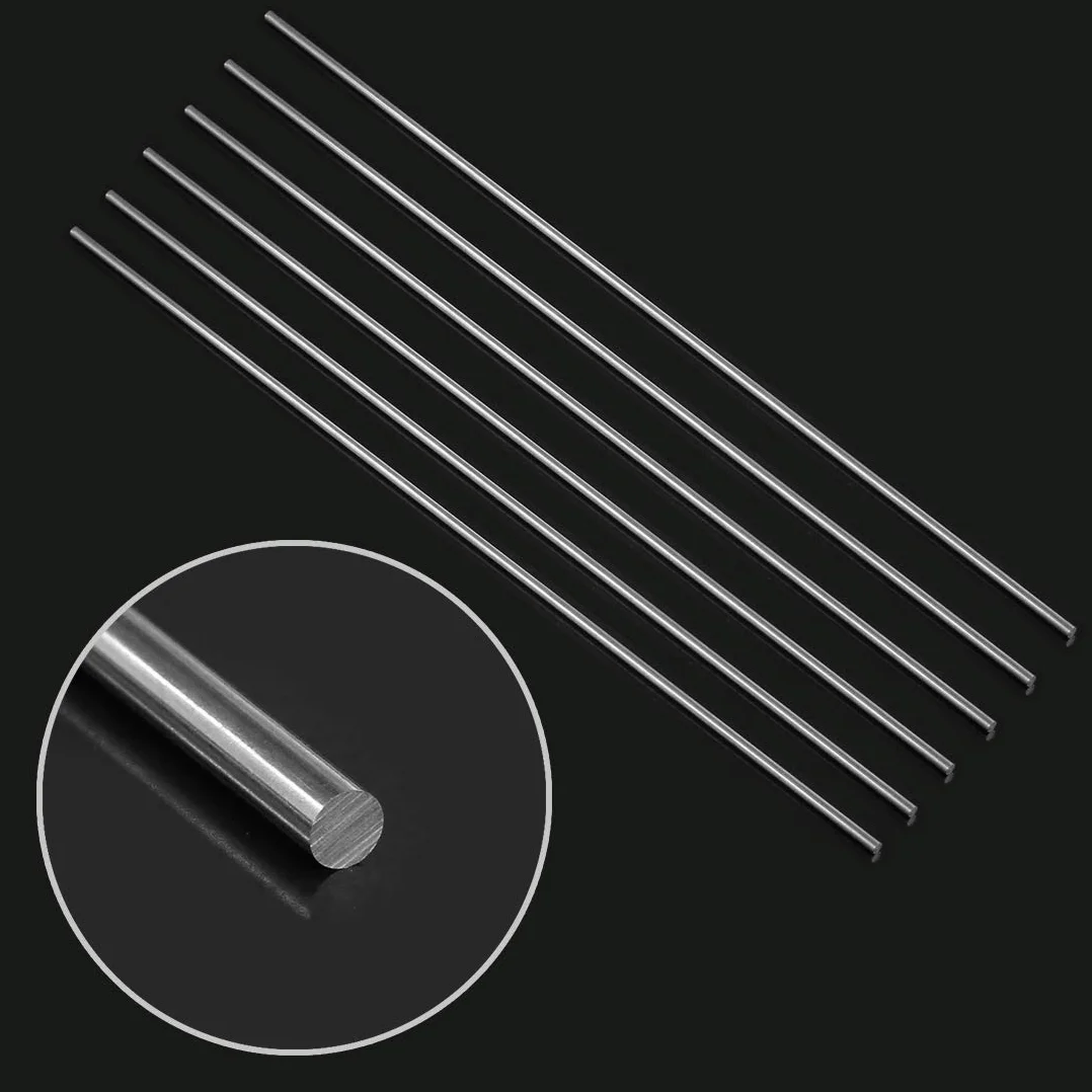 Glarks 6 szt. 3 mm x 300 mm aluminiowy prosty metalowy okrągły pręt do samodzielnego montażu RC Model Car, RC Helicopter Airplane, model Ship (3 mm x 300)