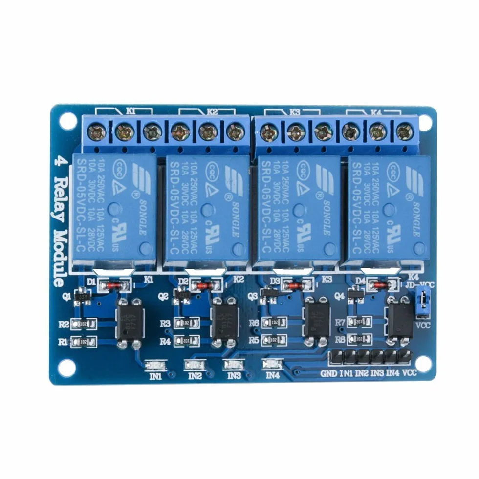 ELEGOO 4-kanałowy moduł przekaźnika DC 5 V z transoptorem do Arduino UNO R3 MEGA 1280 DSP ARM PIC AVR STM32 Raspberry Pi