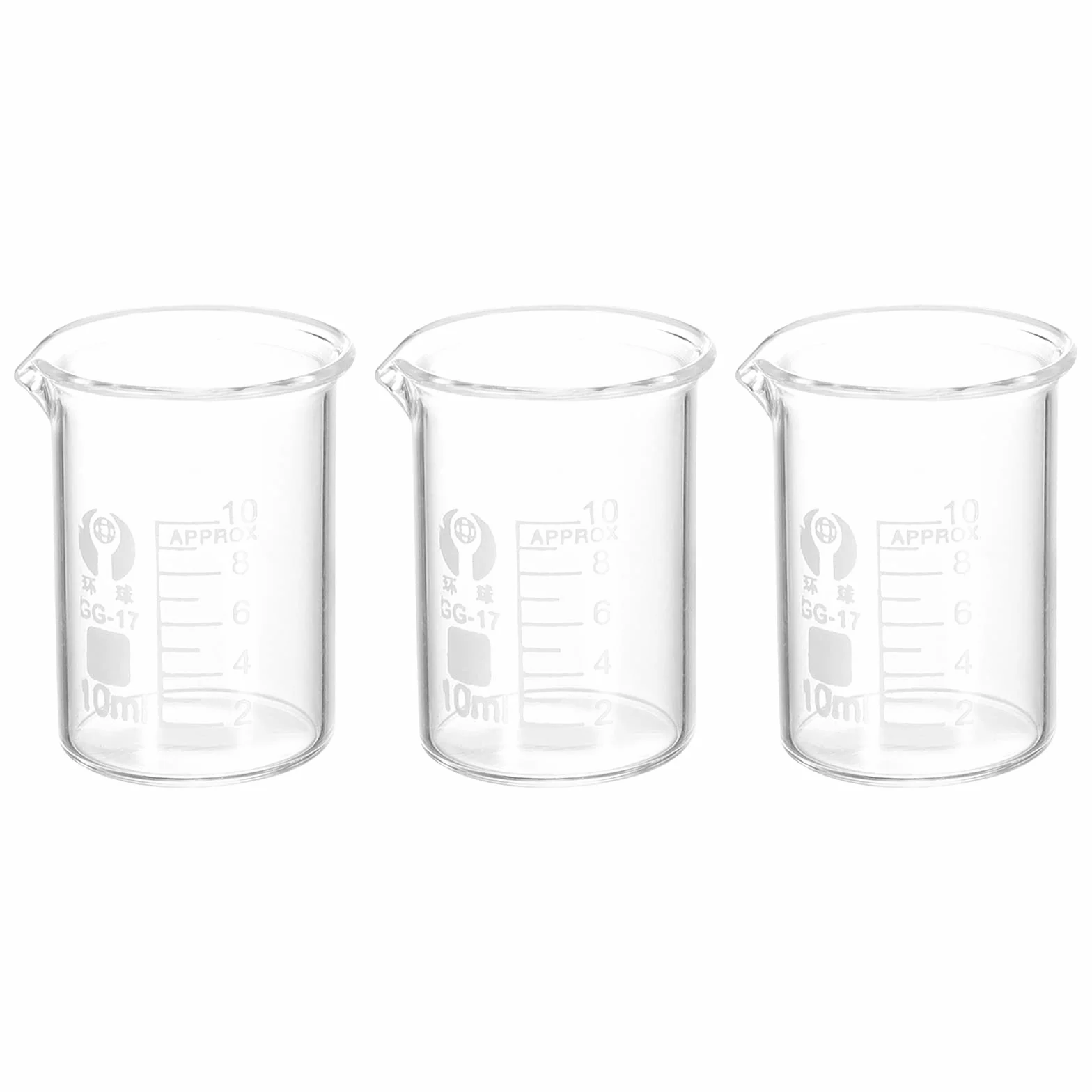 PATIKIL Zlewka szklana 10 ml, niska forma, szkło borokrzemowe 3,3, miarka z wylewem
