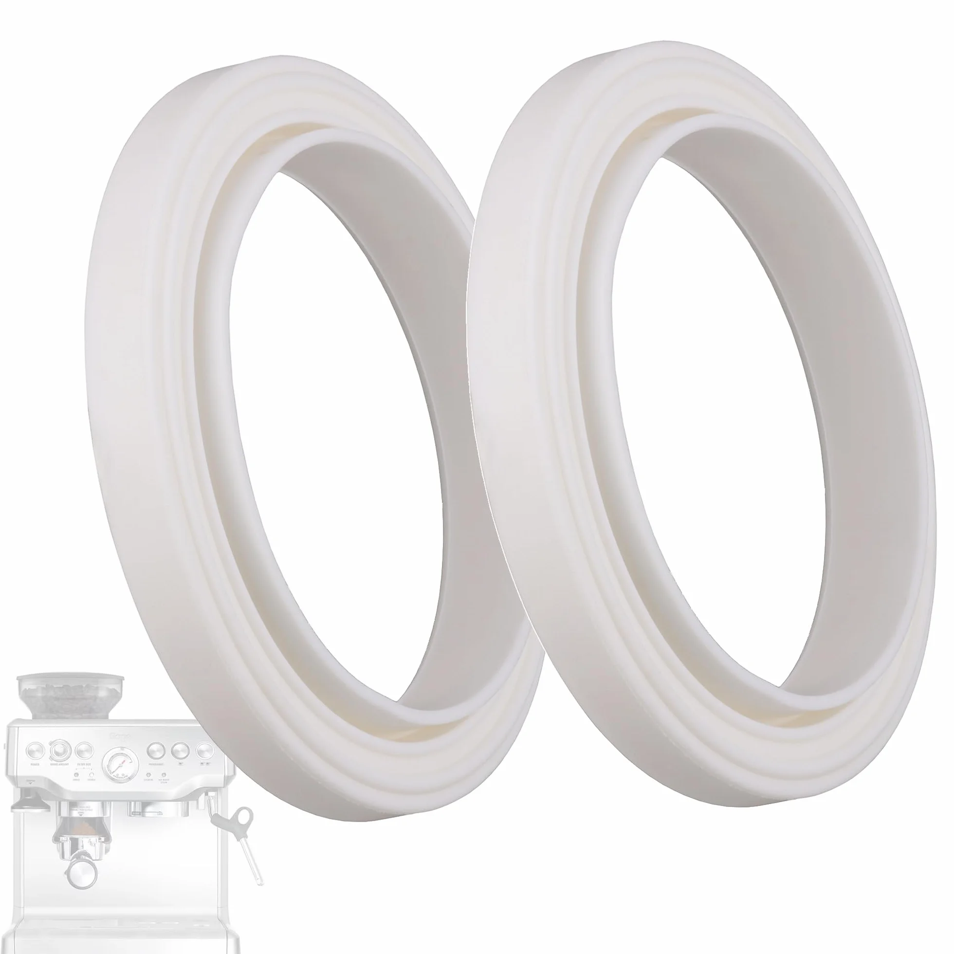 2 x uszczelka o-ring do ekspresów do kawy kompatybilna z zestawem zaparzającym Sage Gastroback & Breville (biała) ø 65 x 49 x 6,8 mm (z krawędzią 10 mm)
