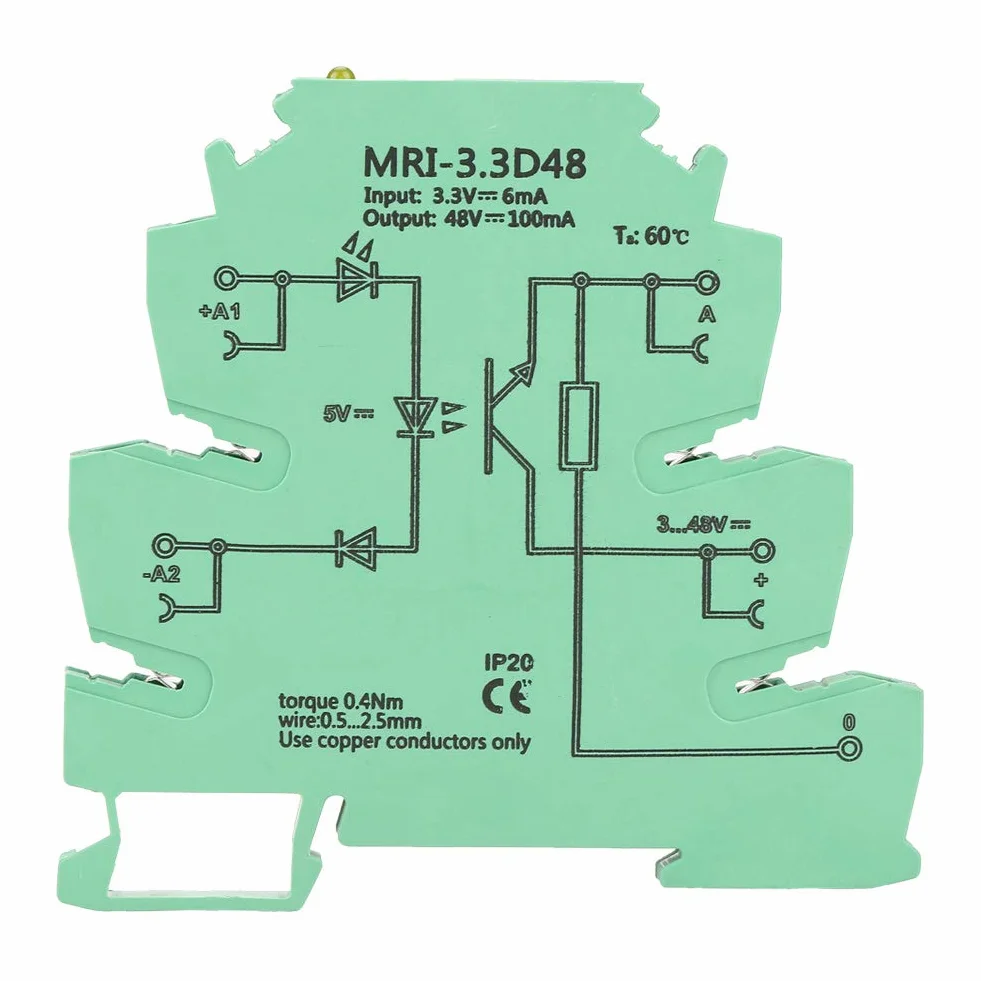 SPS-Relais zur Isolierung des Optokopplers, MRI-3.3D48 DC Photoelektrischer Koppler zur Isolierung des SPS-Relaismoduls Eingang 3.3VDC Ausgang 3-48VDC