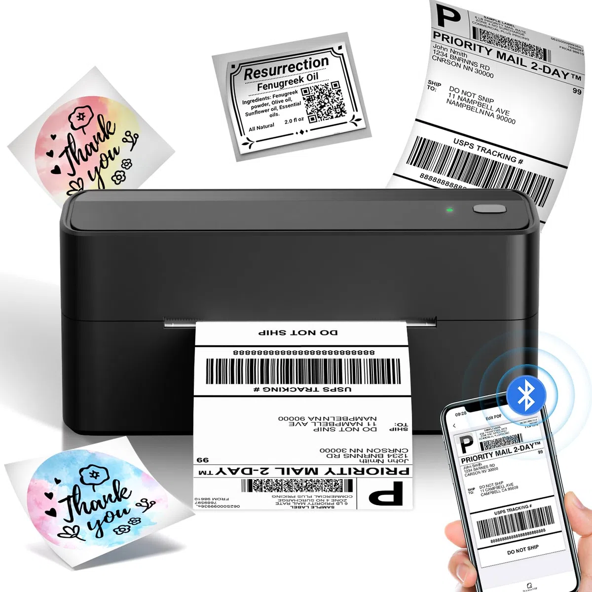 Phomemo 241BT Drukarka Etykiet Bluetooth z Etykietami 4 x 6, Na Biurko Do Kodów Kreskowych, Amazon, DHL, Etsy, DPD, UPS, Ebay & Shopify