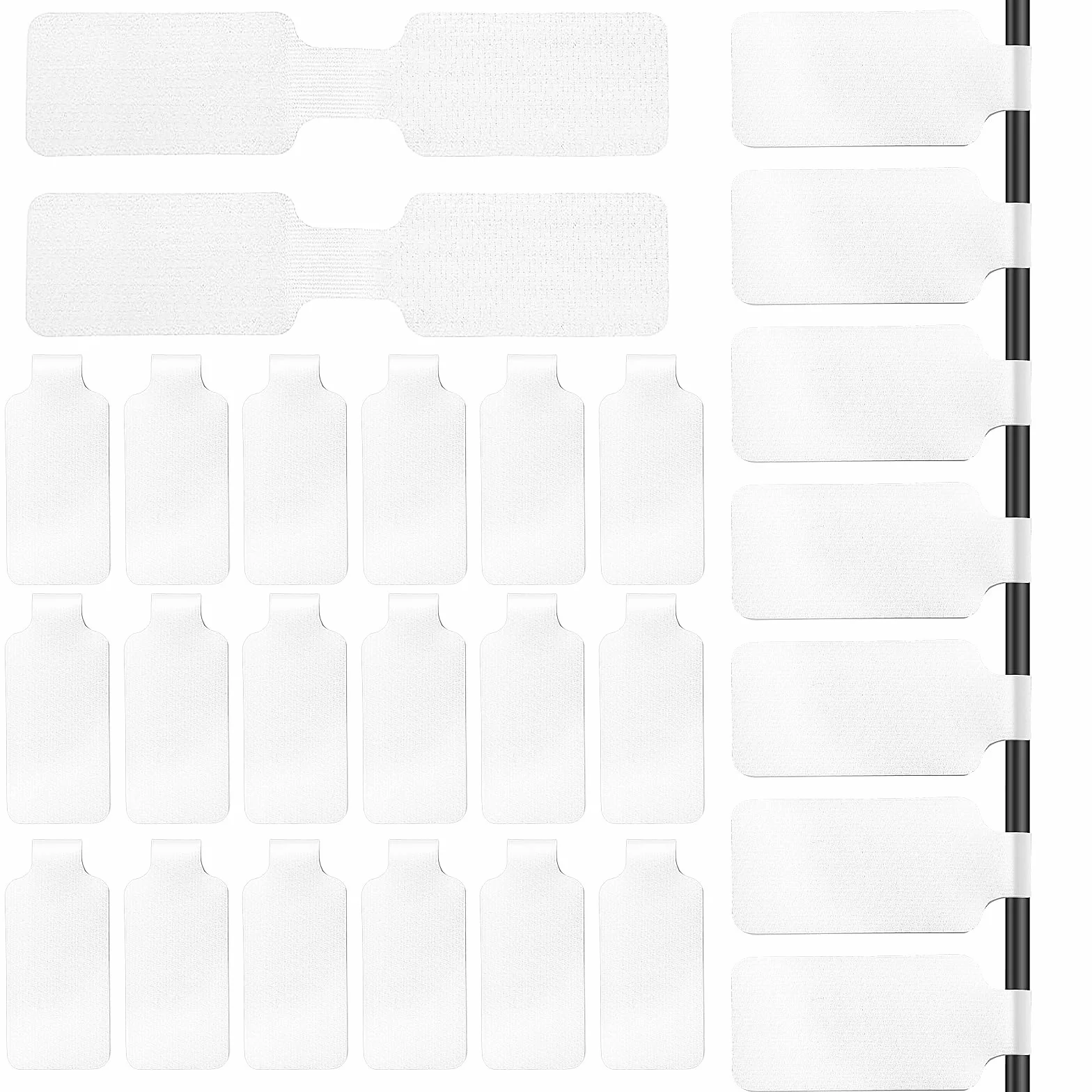 60 sztuk etykiet na kable, 4 cm x 2 cm, nylonowe etykiety do wielokrotnego użytku, samoprzylepne etykiety do zarządzania kablami, idealne do identyfikacji przewodów i elektroniki (białe)