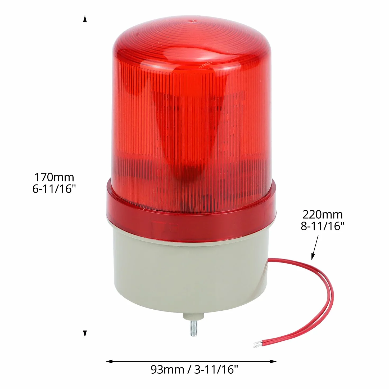 QWORK® Obrotowe światło ostrzegawcze LED, czerwone migające światło, alarm optyki akustycznej