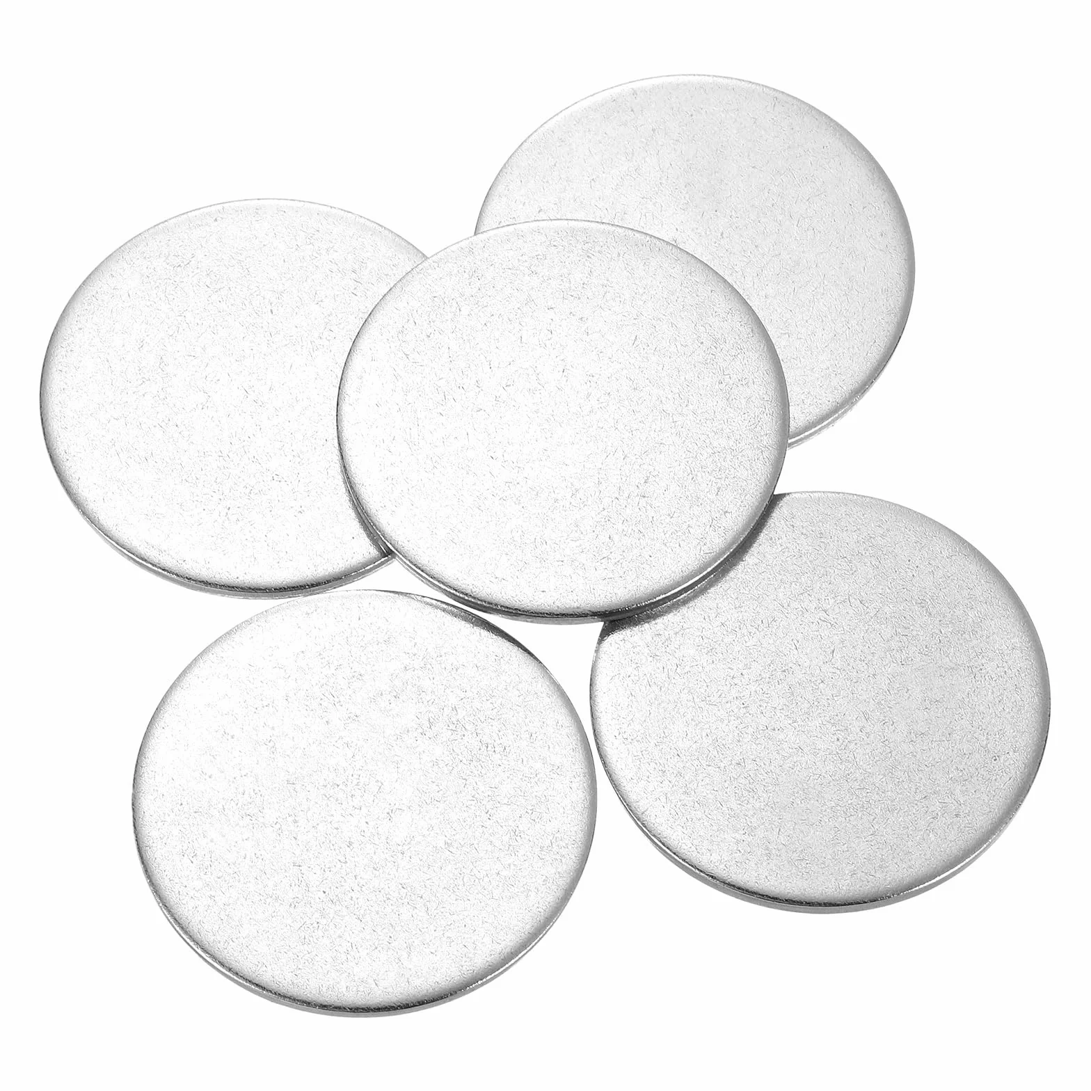 QUARKZMAN 5 sztuk dysków ze stali nierdzewnej, średnica 48 mm, grubość 4 mm, stal nierdzewna 304, płaska, okrągła, okrągła, okrągła, do rzemiosła, tłoczenia i produkcji biżuterii