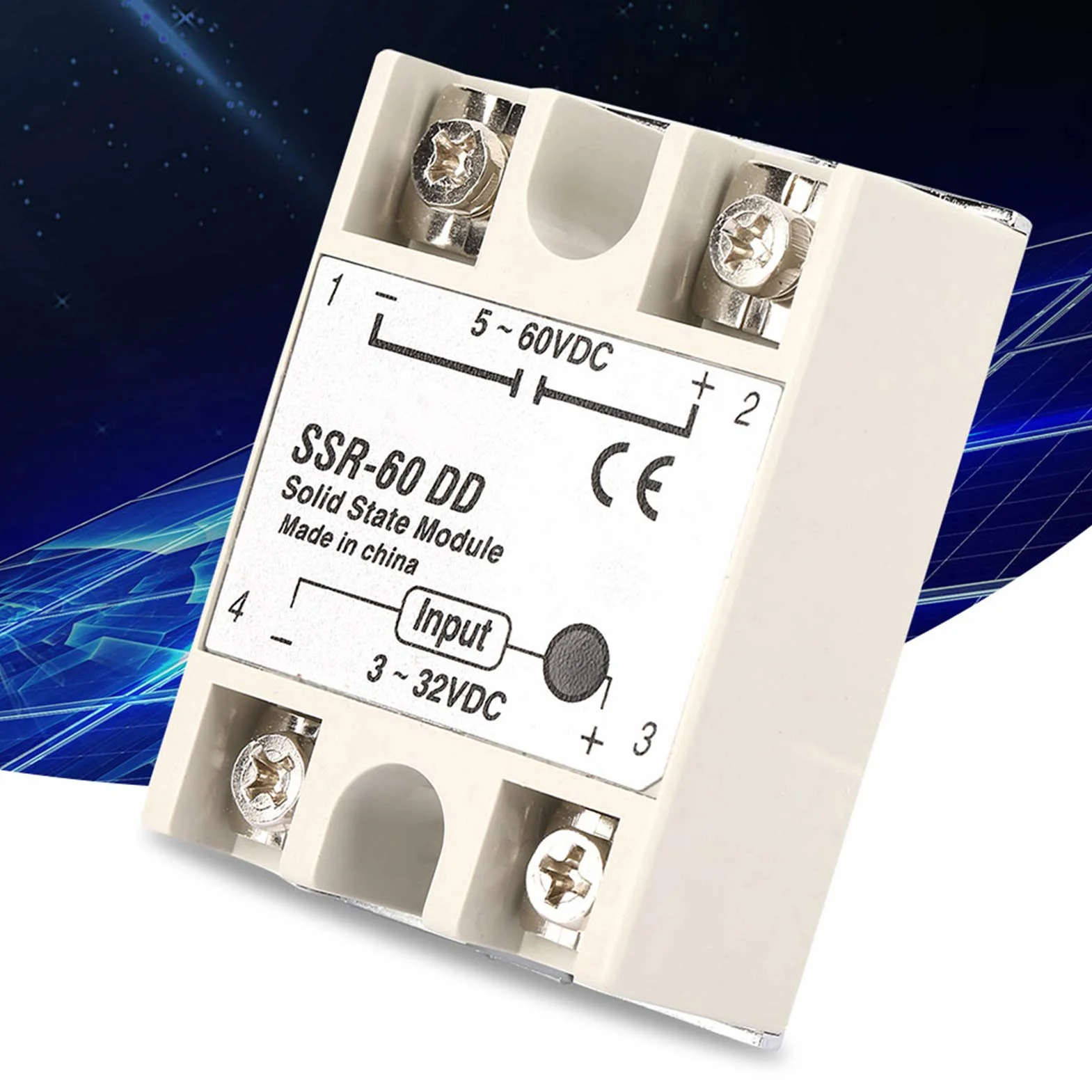 Solid State Relay, 60 A Solid State Relay Solid State Relay Przekaźnik półprzewodnikowy Jednofazowy, DCDC Solid State Relay SSR60DD 60 A 332 V DC 5200 V DC SSR