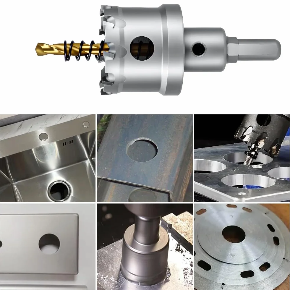 Flintronic Otwornica Ø 40 mm, wiertło z twardego metalu, otwornica TCT, otwornica bimetalowa, 2 ziarna, zestaw do metalu, stali nierdzewnej, stopu aluminium, tworzywa sztucznego i drewna