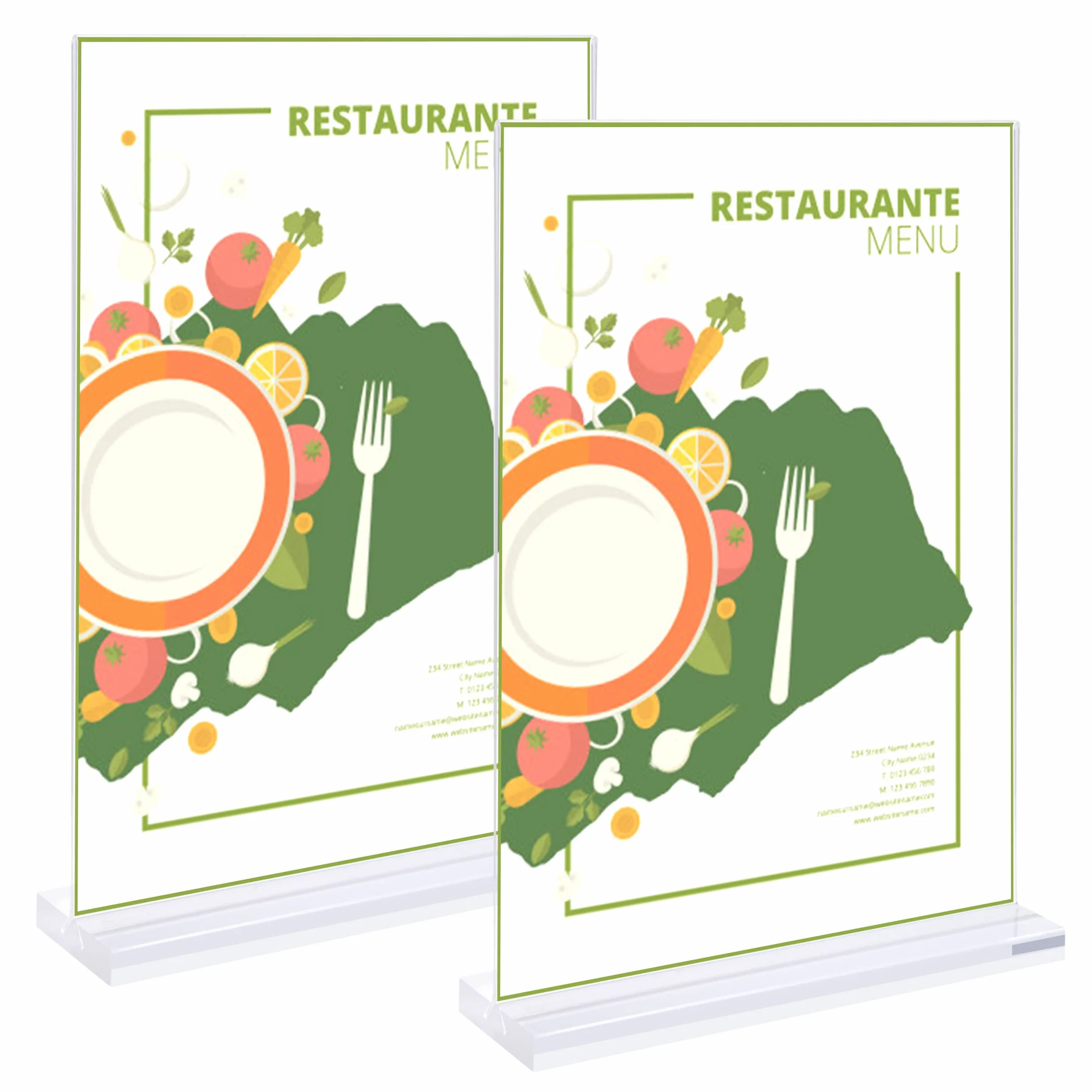 2 Sztuki Akrylowy Stojak na Szyld A5 Stojak na Menu transparentny Podwójny Stojak na biurko w kształcie litery T do restauracji Hotel Sklep Biurowy