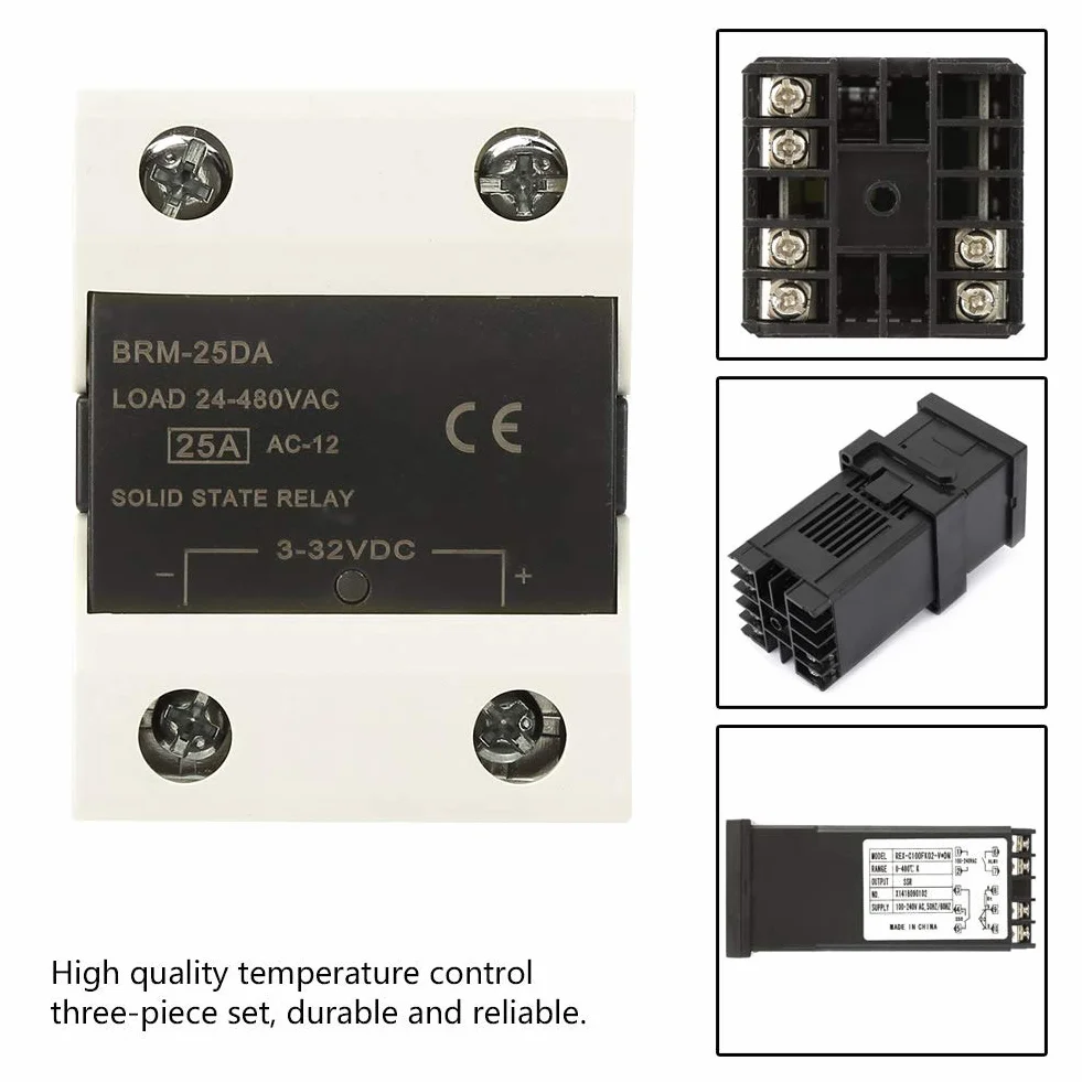 Cyfrowy regulator temperatury PID z SSR 25A, termopara M6 K 1m, 0-400°C, AC110-240V