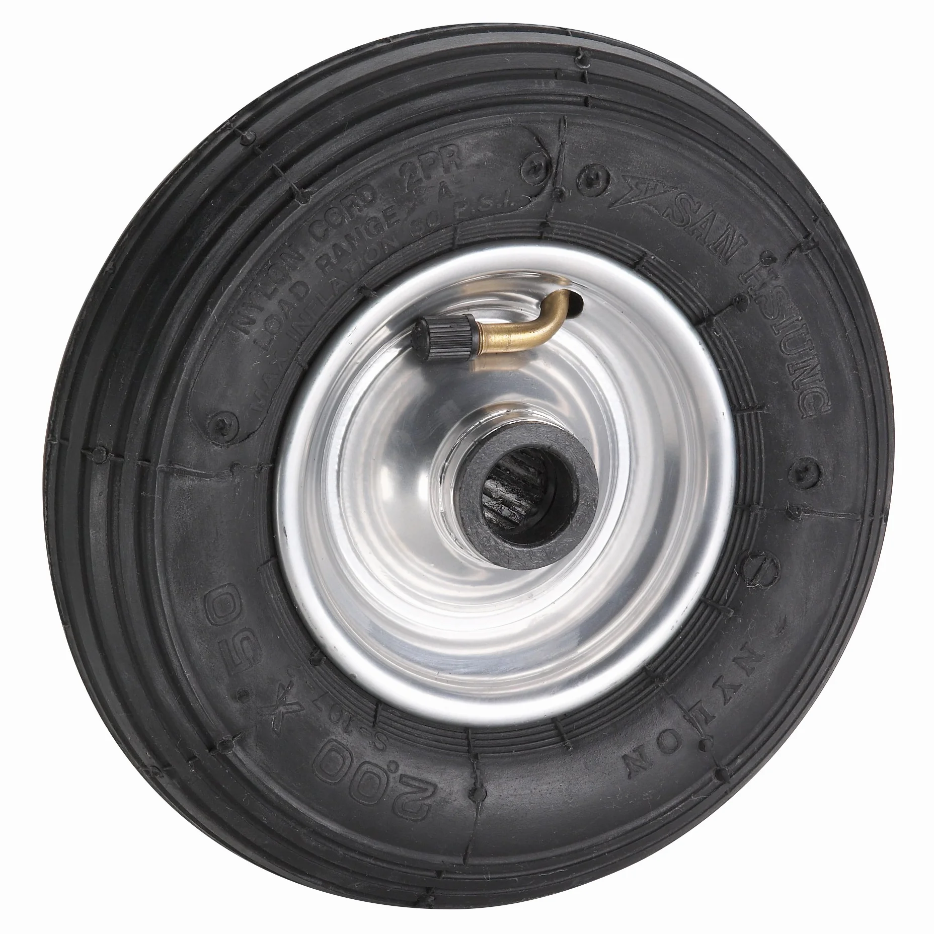 Dörner + Helmer Koło pneumatyczne, 200 mm x 50 mm x 20 mm, nośność 75 kg, piasta 60 mm, do wózków transportowych, felg stalowych, łożysk rolkowych