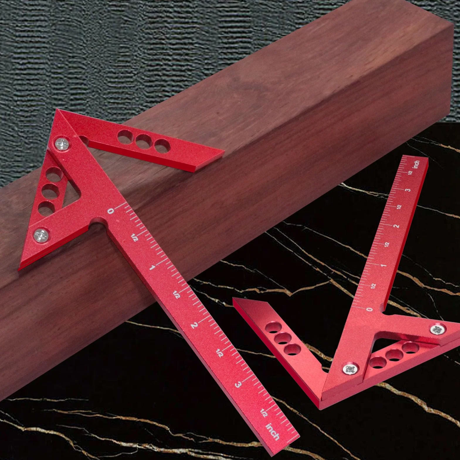 Aluminiowy Kątownik 45 Stopni, Wskaźnik Pisania do Obróbki Drewna, 100mm, ze Stopu, Linia Środkowa, Skrybowanie 45 i 90 Stopni
