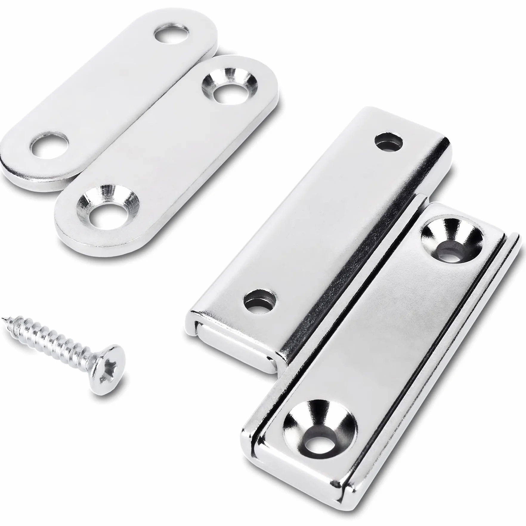 Sensei 2 sztuki Magnes neodymowy prostokątny 40x13,8x5 mm z otworami na wkręt, 15 kg udźwigu + 2 stalowe podkładki + 8 wkrętów w zestawie