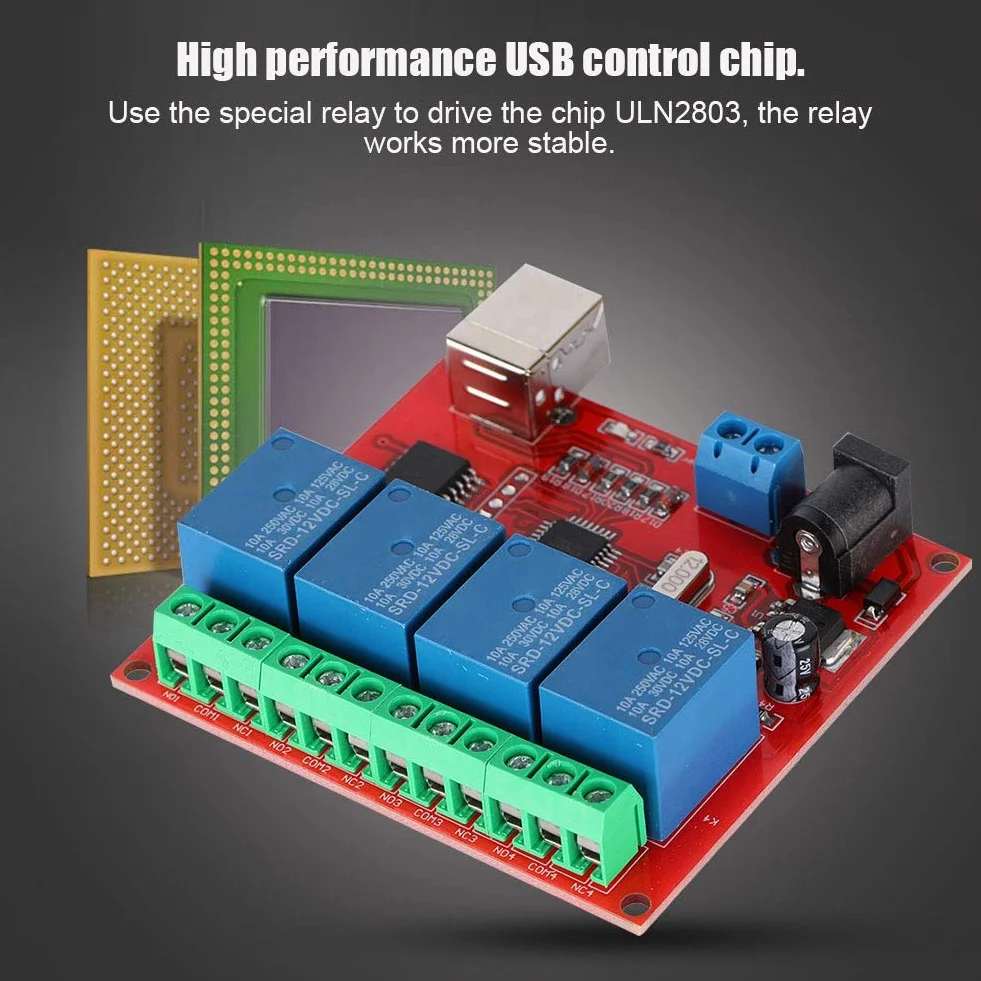 Moduł Przekaźnika 12 V, 4-Kanałowy DC Komputer USB Inteligentny Przełącznik Kontrolera, Duża Moc PC Płytka Rozszerzająca USB