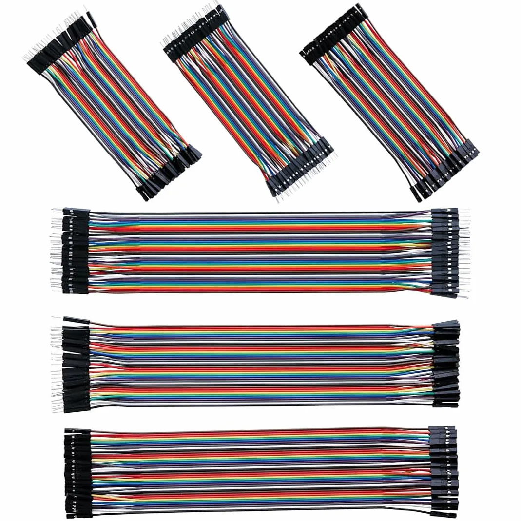 Jumper Wire 40x 10cm, 40x 20cm, męski do męskiego, żeński do żeńskiego, męski do żeński przewody typu Jumper Wire łącznie 240 artykułów Breadboard, kable mostki 28AWG mostki druciane do M2M/F2M/F2F