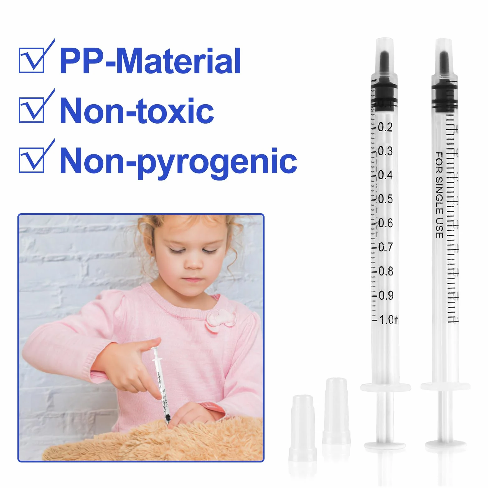 100 sztuk strzykawek 1 ml, strzykawki z siarą bez igły, jednorazowe strzykawki z nasadką, pojedynczo zapakowane strzykawki 1 ml, sterylne do laboratoriów naukowych, karmienia zwierząt