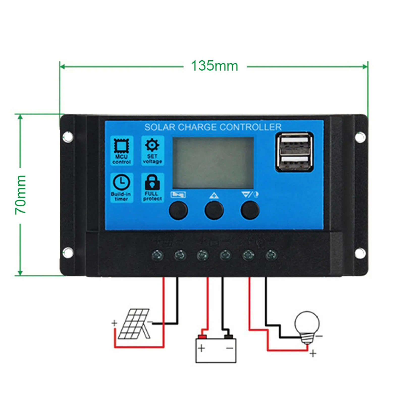 auto 60a/50a/40a/30a/20a/10a 12 v 24 v auto solarladeregler pwm controller passt für auto(30A)