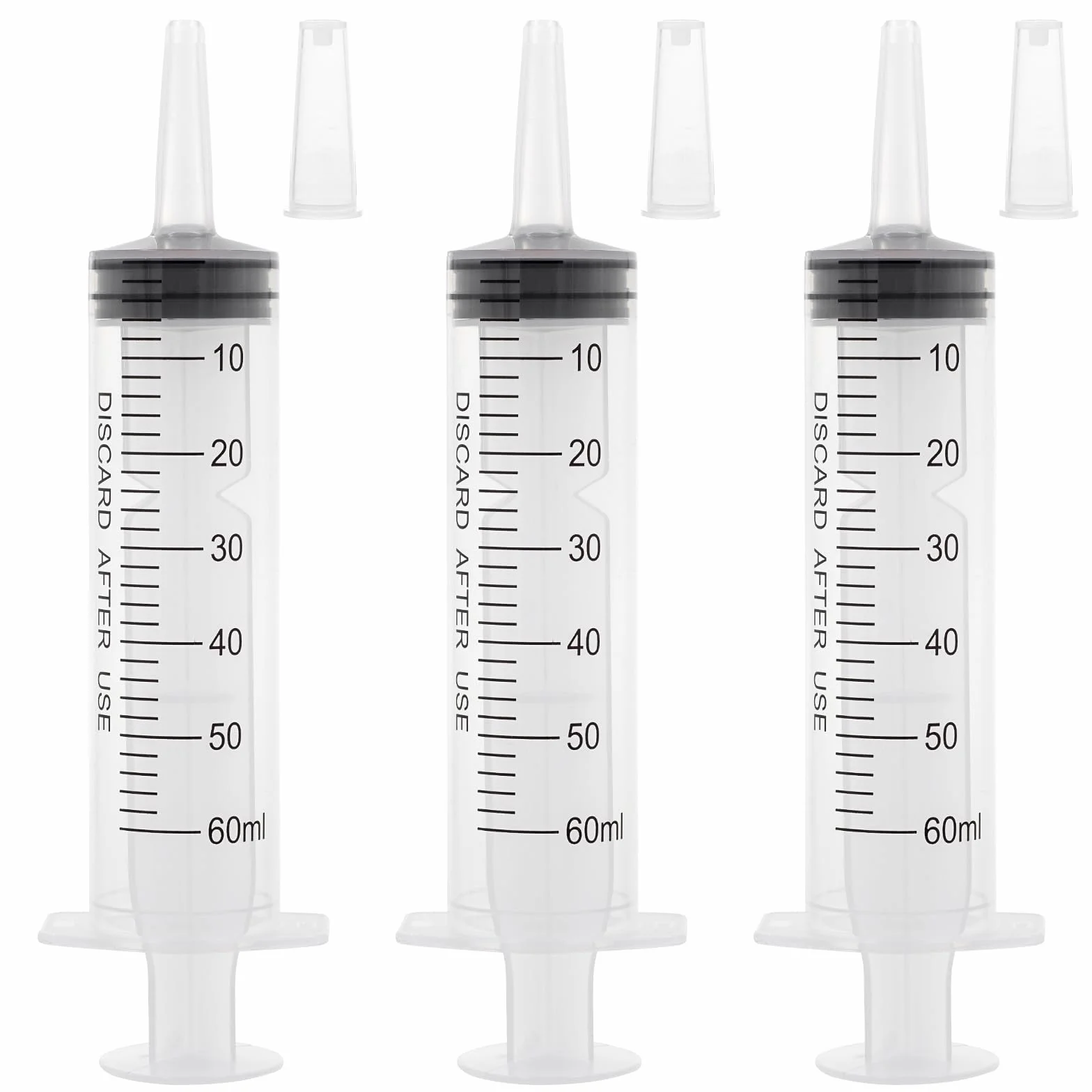 Zestaw 3 strzykawek 60 ml z tworzywa sztucznego sterylne do laboratoriów