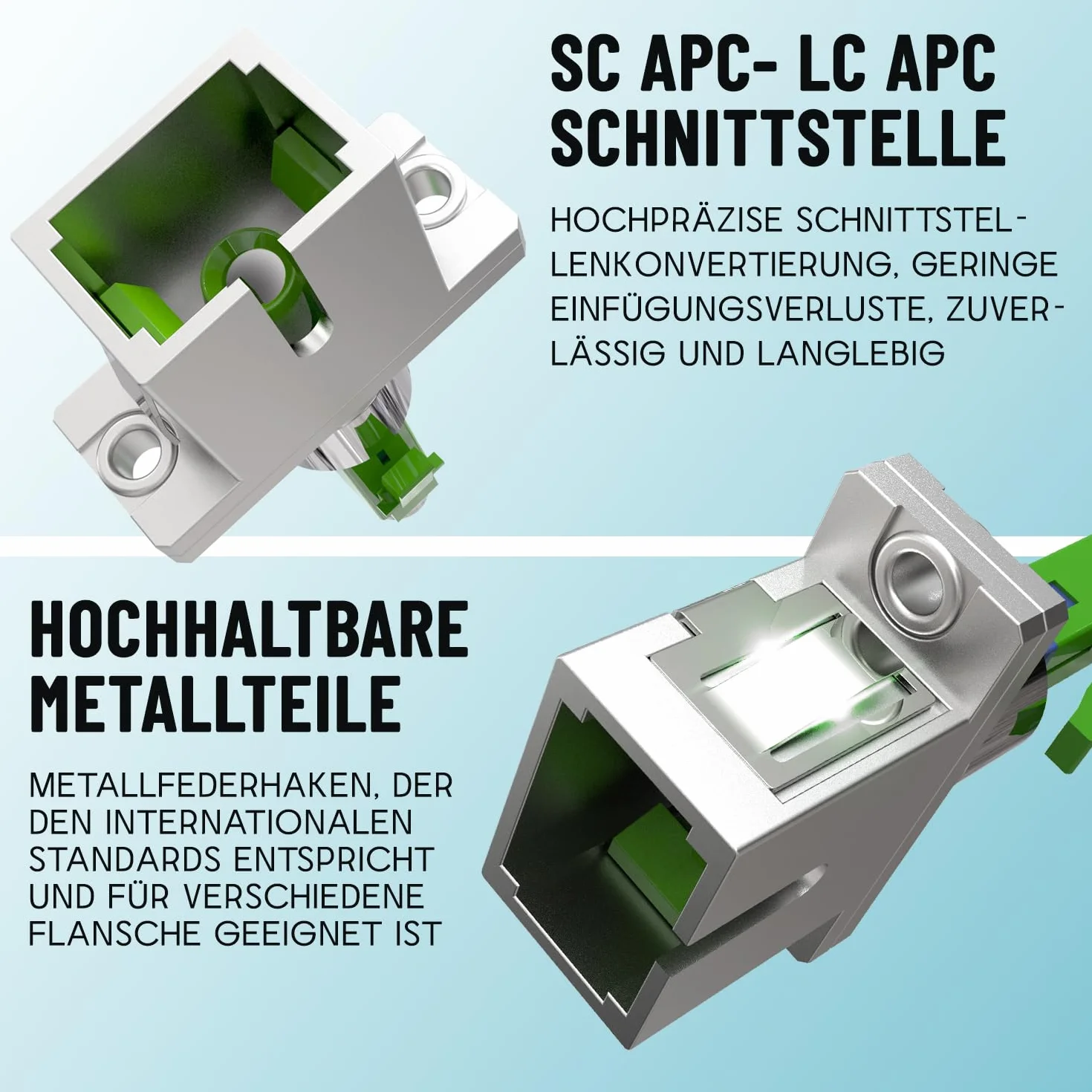 Adapter z włókna szklanego, gniazdo SC/APC na wtyczkę LC/APC