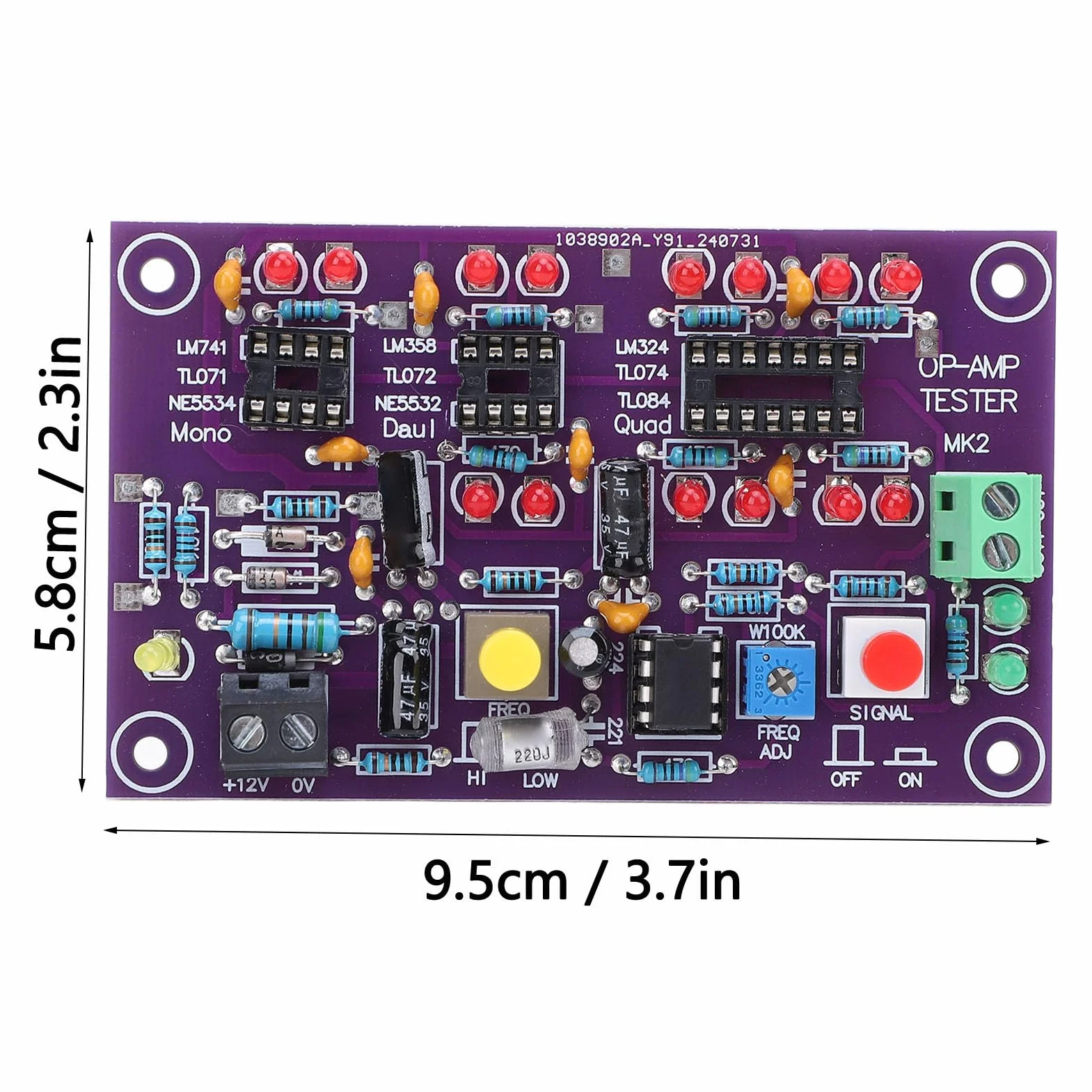 Moduł Testowy dla Wzmacniacza Operacyjnego - Wzmacniacz Operacyjny Test Tester OP Amp dla Pojedynczego i Podwójnego Testera T2 DC12V