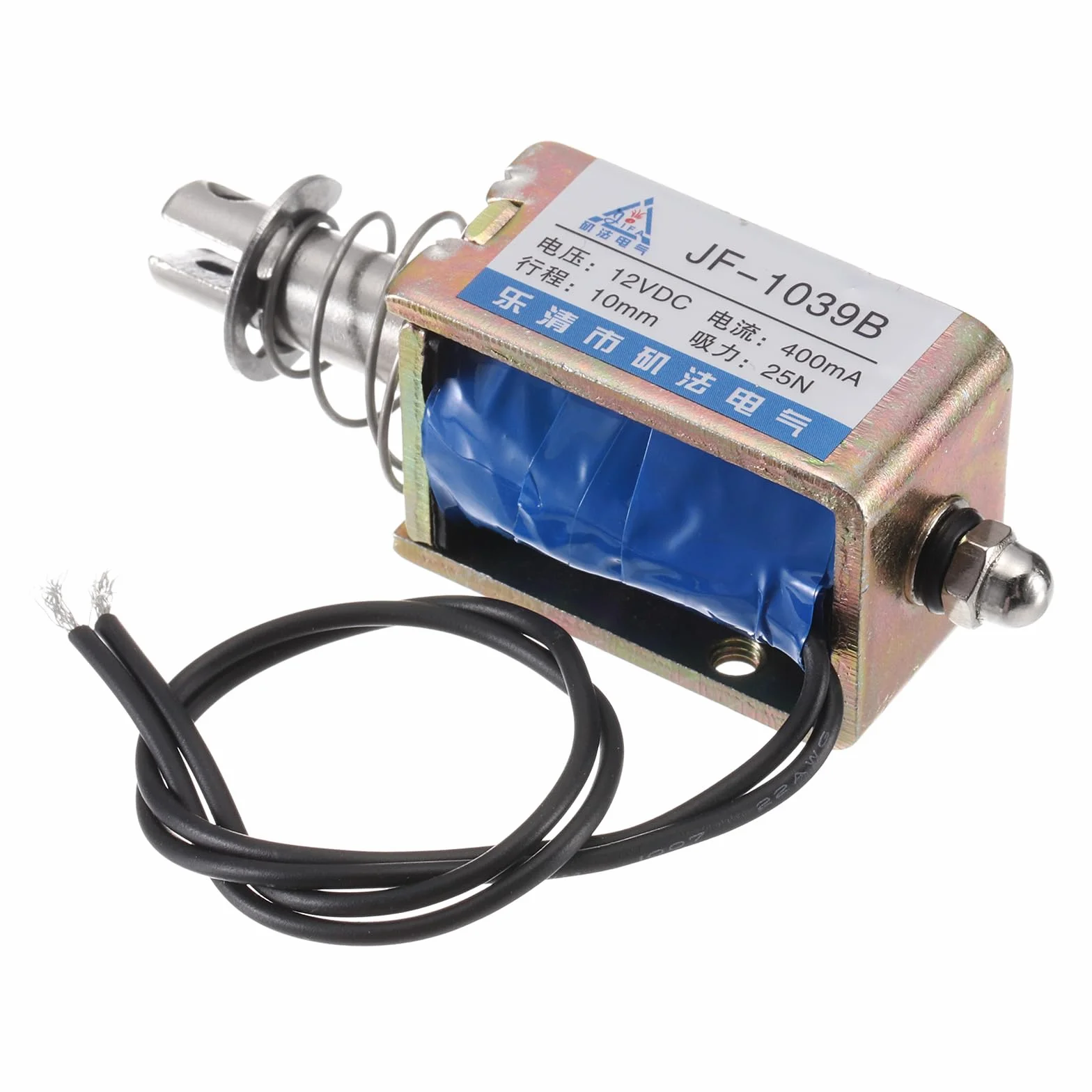 QUARKZMAN DC 12 V 0,4 A Solenoid elektromagnes typ drążka pchającego 25 N 10 mm skok elektromagnetyczny siłownik otwarta rama, ruch liniowy JF-1039B magnes elektromagnes