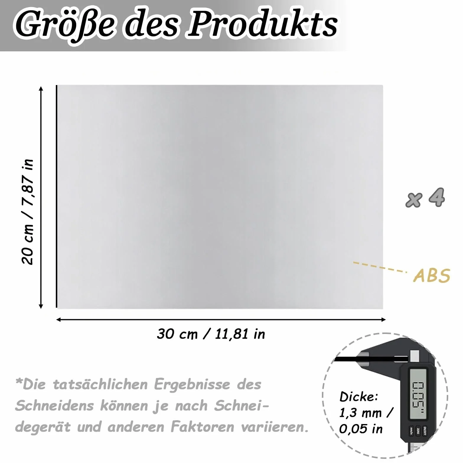 Tabliczki do grawerowania laserowego, 30 x 20 cm, płyta do grawerowania laserowego, 4 sztuki płyt z tworzywa sztucznego ABS, płyta z tworzywa sztucznego do grawerowania, czarny na lustrzanym srebrnym