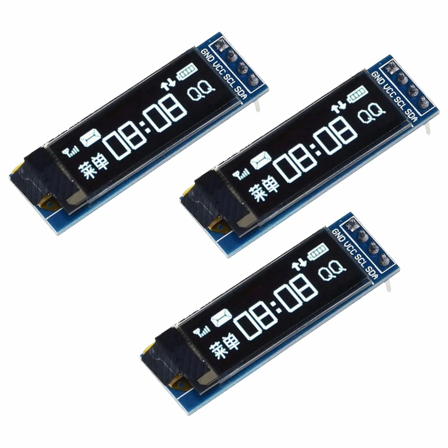 GERUI 3 moduły wyświetlacza OLED LCD o przekątnej 0,91", mały moduł IIC, 128 x 32 cm, wyświetlacz LCD, kompatybilny z 3,3 V-5 V, innymi mikrokontrolerami, białe