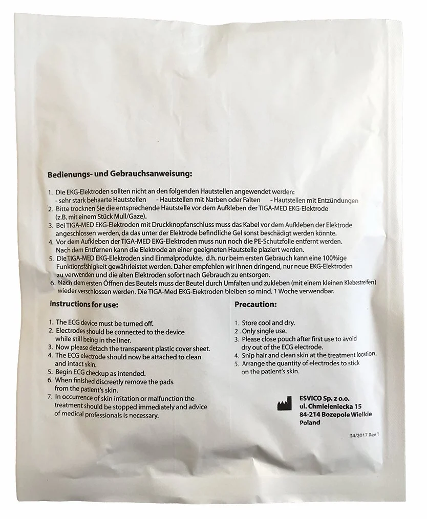 TIGA-MED Jednorazowe elektrody EKG z żelem stałym | 100 sztuk (2 x 50) | Średnica: 43 mm | Wyprodukowano w UE | Jakość szpitalna | Jednorazowe elektrody samoprzylepne