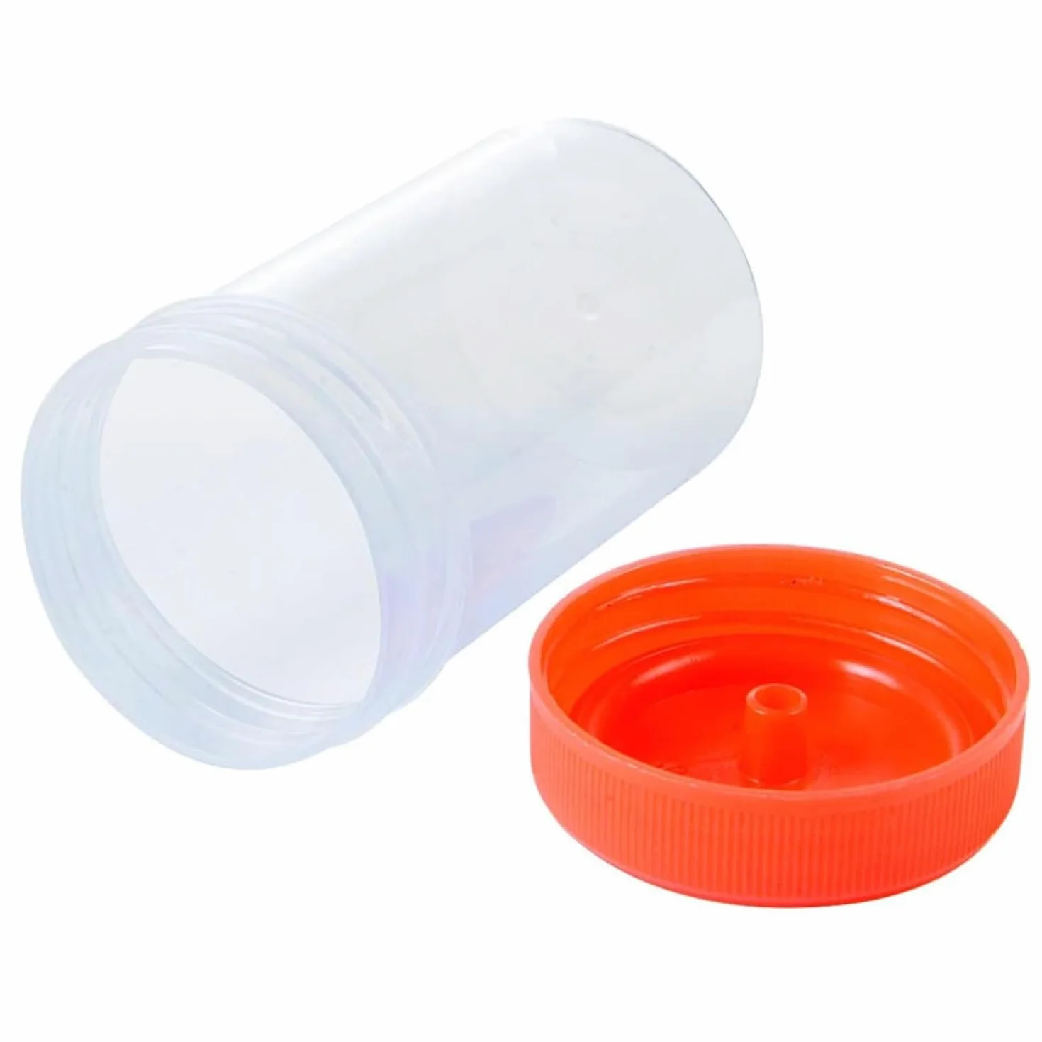 LATRAT Pojemnik uszczelniony na mocz do pobierania próbek, tworzywo sztuczne, 60 ml, kubek na mocz z nakrętką, odpowiedni dla dorosłych, 20 sztuk do zastosowań medycznych w laboratorium