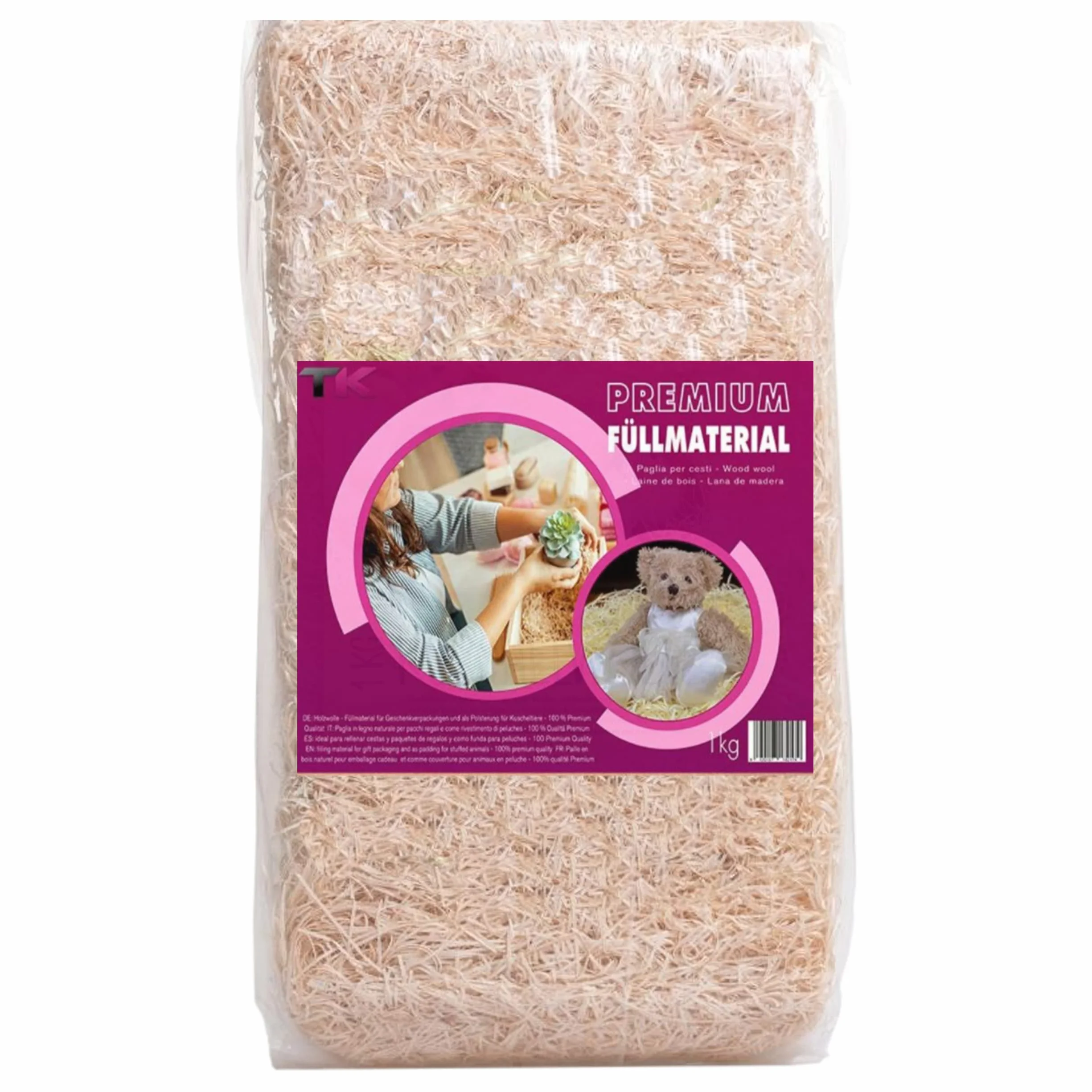 Wypełnienie do paczek 500 g wełny drzewnej naturalna trawa wielkanocna dekoracyjna słomka