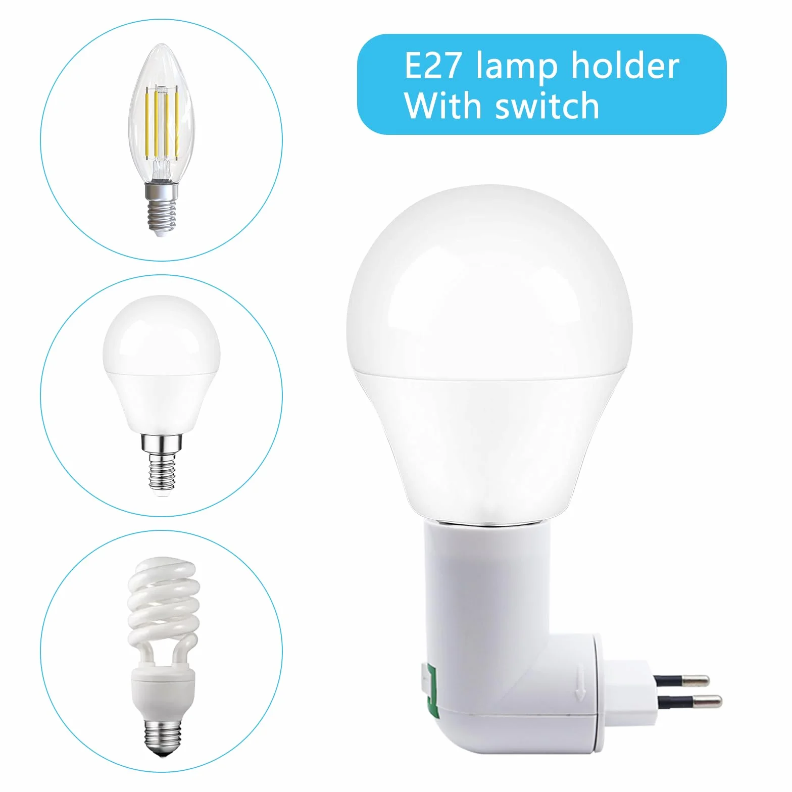 6 sztuk oprawek E27 z przełącznikiem, obrót o 180°, regulowany uchwyt do lampy, wtyczka EU, lampa do kuchni, lampa ścienna, źródło światła LED