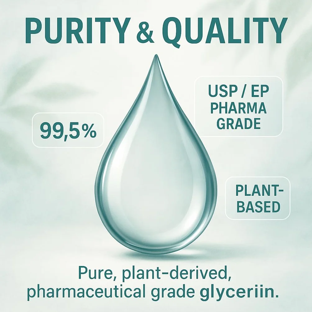 GiDeli Gliceryna 99,5% czysta 1 l gliceryna VG jakość farmaceutyczna E422 roślinna, wegańska, bezbarwna, bezzapachowa