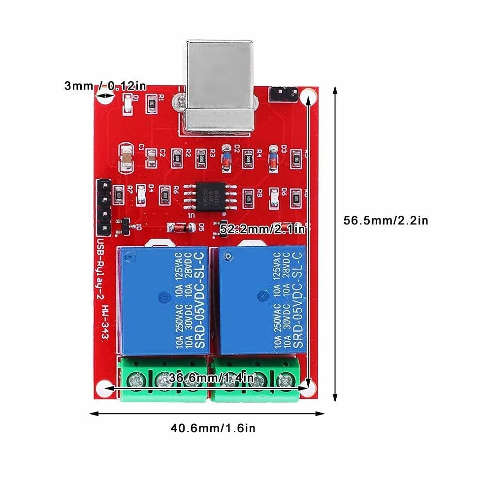 Walfront 2-Kanałowy Moduł Przekaźnika USB 5 V, Przełącznik Sterujący do Komputera, Inteligentny Automatyczny, Srebrny, 2NO 2NC