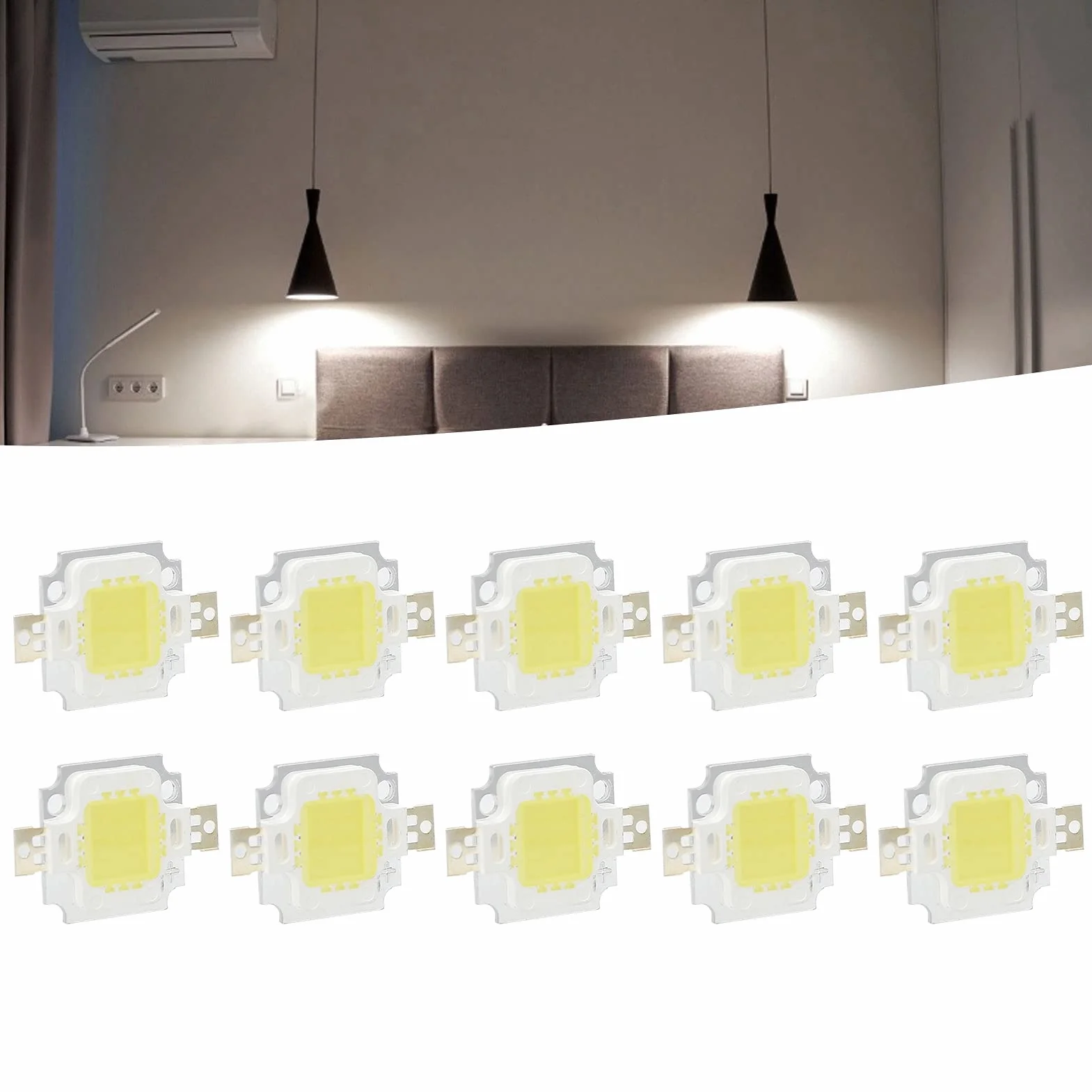 10 Sztuk LED Chip Źródło Światła COB 10 W 6500 K 12 V 700 mA Czyste Biały Emiter Diody Lampy DIY Akcesoria do Koraliki