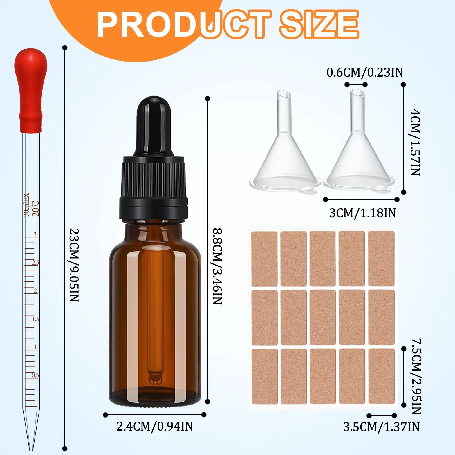 Zestaw 4 butelek do pipety ze szkła bursztynowego 10 ml z pipetą kroplową do olejków eterycznych, olejków zapachowych, płynnych barwników, aromaterapii