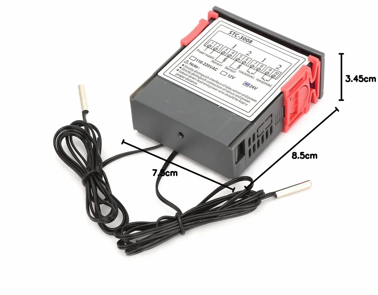 Cyfrowy Regulator Temperatury Termostat -3008 z Podwójną Sondą do Lodówki, Szklarni i Akwarium(110‑220V)