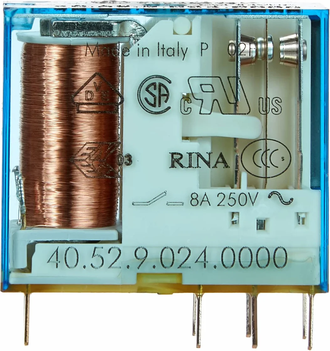 Finder 40.52.9.024.0000 przekaźnik montażowy PCB 24VDC 8A 2 CO, DPDT