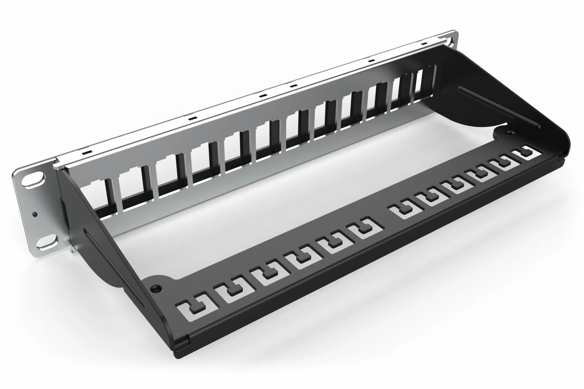 DIGITUS panel krosowy modułowy 12 portów 10-calowy 1U Keystone ekranowany czarny