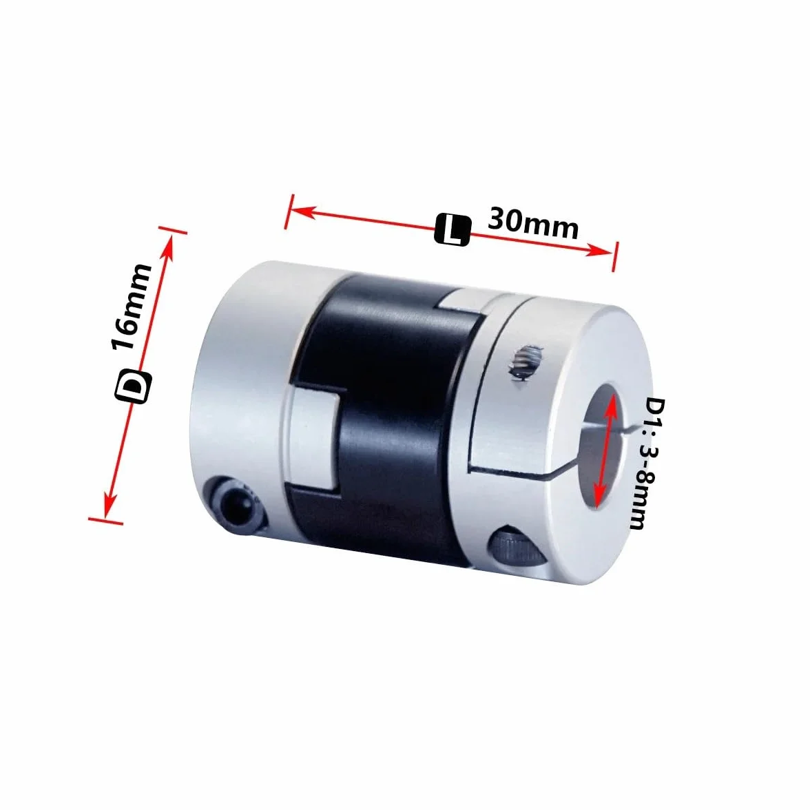 Sprzęgło ślizgowe D16L30, wysoki moment obrotowy, niska bezwładność, typ śrubowy, złącze silnika wału napędowego CNC(5mm to 6.35mm)
