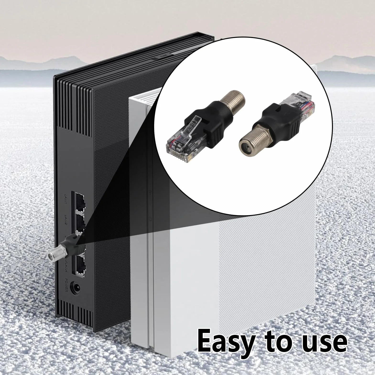 4 szt. Konwerter koncentryczny RF żeński na RJ45 męski, RF na RJ45 konwerter koncentryczny, złącze koncentryczne RJ45 na RF męski, do testerów liniowych, czujników i śledzenia kabli koncentrycznych