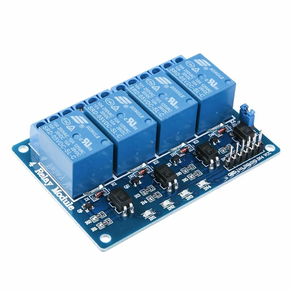 ELEGOO 4-kanałowy moduł przekaźnika DC 5 V z transoptorem do Arduino UNO R3 MEGA 1280 DSP ARM PIC AVR STM32 Raspberry Pi