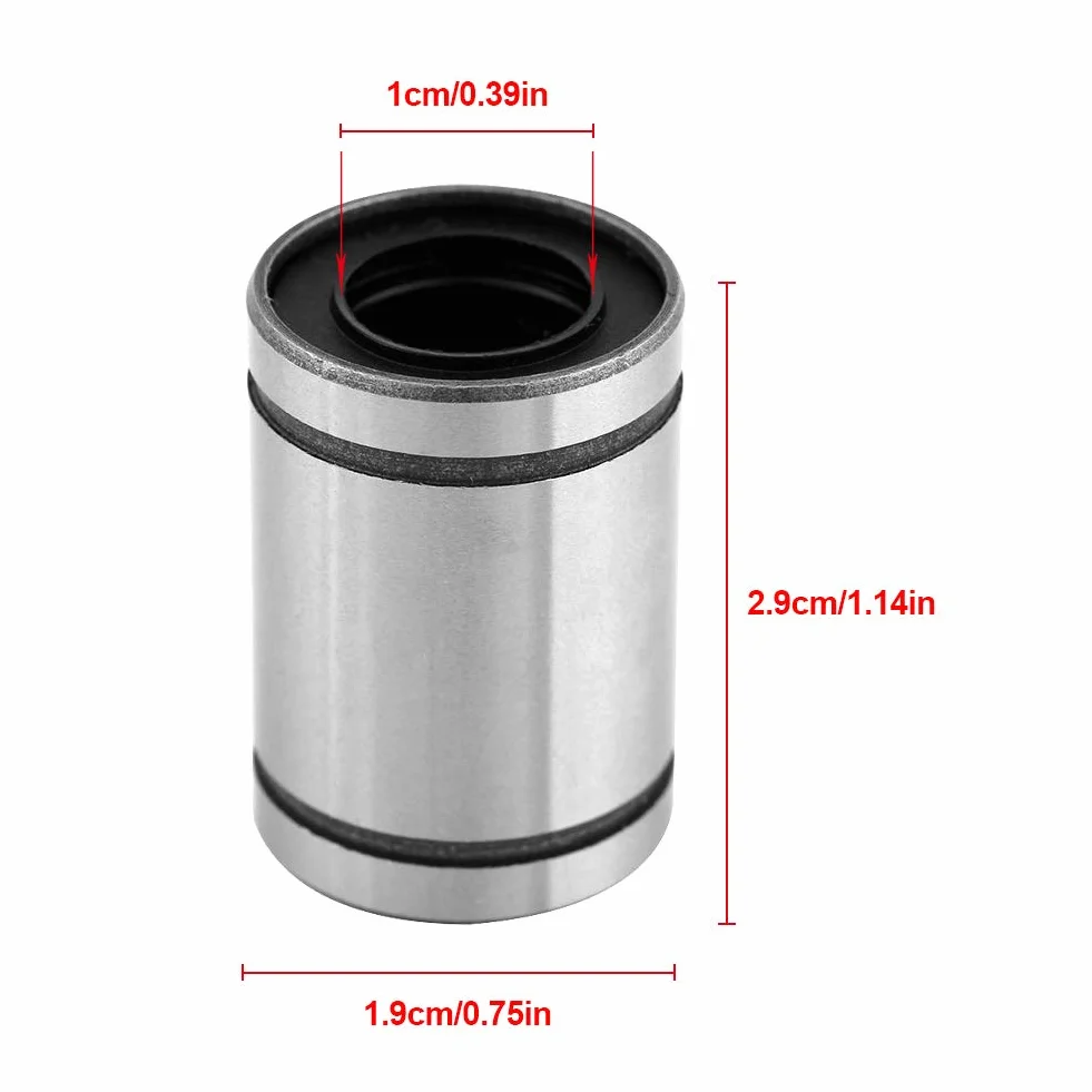 Liniowe łożyska kulkowe LM10UU 8 szt. 10 mm liniowe łożyska kulkowe do drukarki 3D cylinder części CNC, zestaw 8 szt.