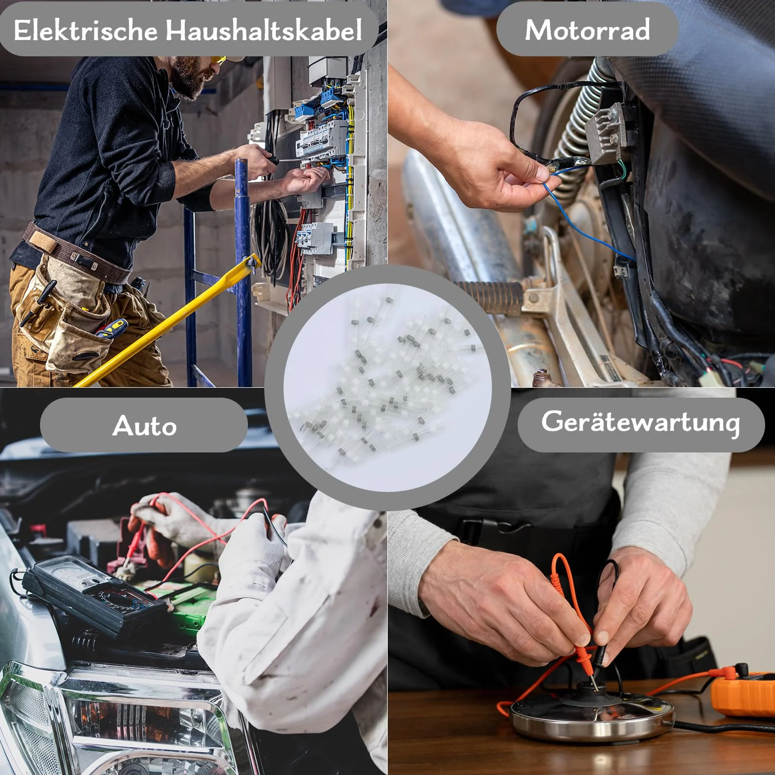 165 sztuk drutów do lutowania, białe, złącza lutownicze, termokurczliwe, wodoodporne, izolowane, elektryczne zaciski (26-24 AWG)