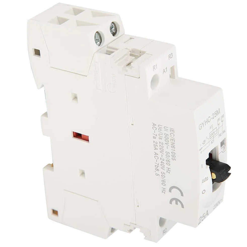 Stycznik AC na szynę DIN 220 V 50 Hz z Ręcznym Przełącznikiem Sterującym, oszczędność Energii, Cicha Praca, Niezawodne Przełączanie do Użytku Domowego (2NC)