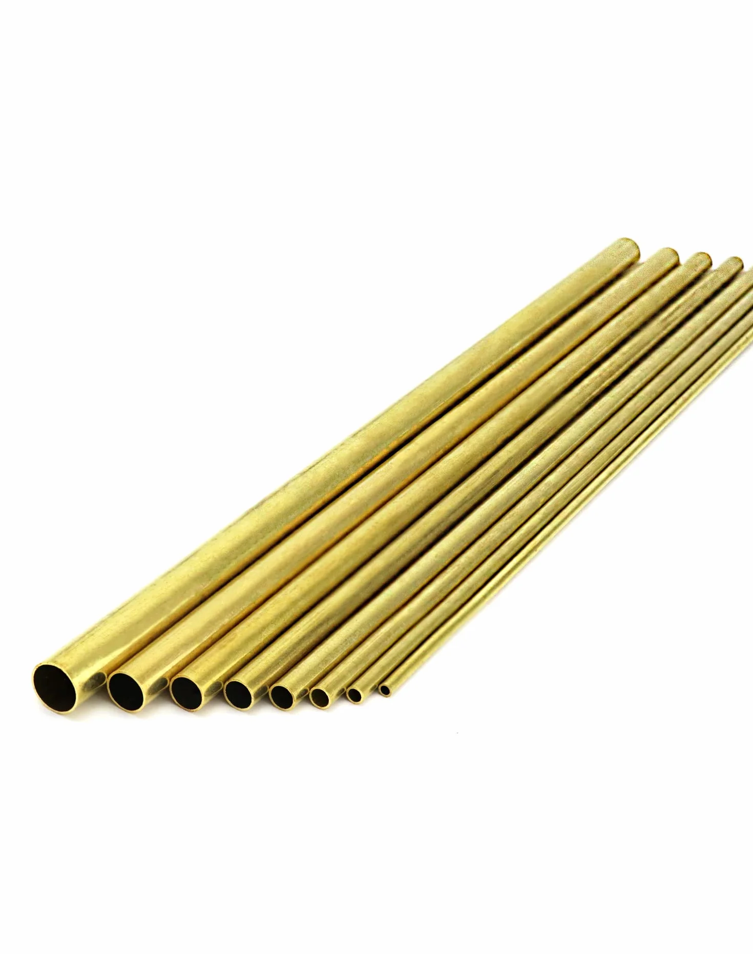 QWORK Rurka mosiężna, 2 mm 3 mm 4 mm 5 mm 6 mm 7 mm 8 mm 10 mm, grubośćścianki OD x 0,5 mm, długość 300 mm, okrągłe rurki bez lutowania, 8 sztuk
