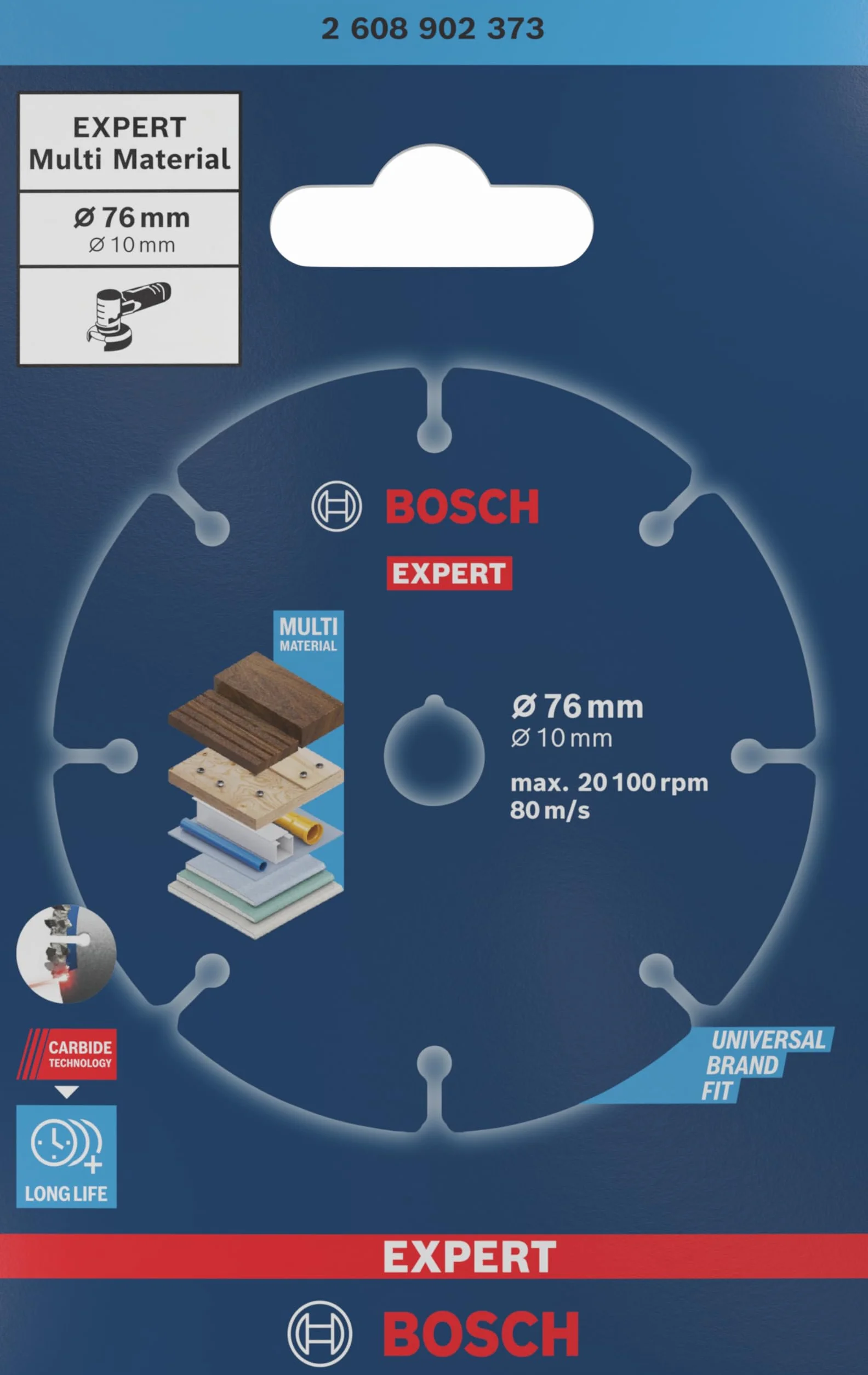 Bosch 1x Tarcza tnąca EXPERT Carbide Multi Wheel do miniszlifierek kątowych (do Drewno z gwoździami, Ø 76 mm, Professional Akcesoria Miniszlifierka kątowa)