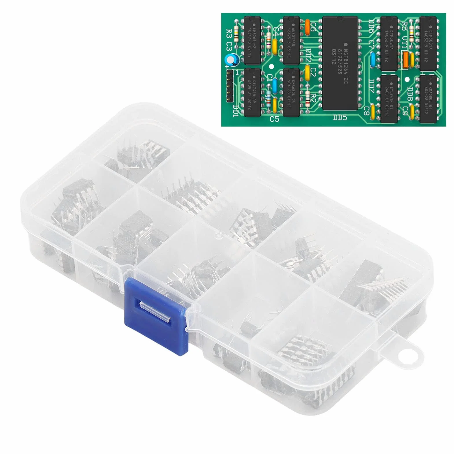 Zestaw CHIPS IC, 85 szt. 10 wartości zestaw układów scalonych układ scalony Amp IC, w tym NE555, LM324, LM393, UA741, ULN2803, LM358, LM386, NE5532, ULN2003, PC777