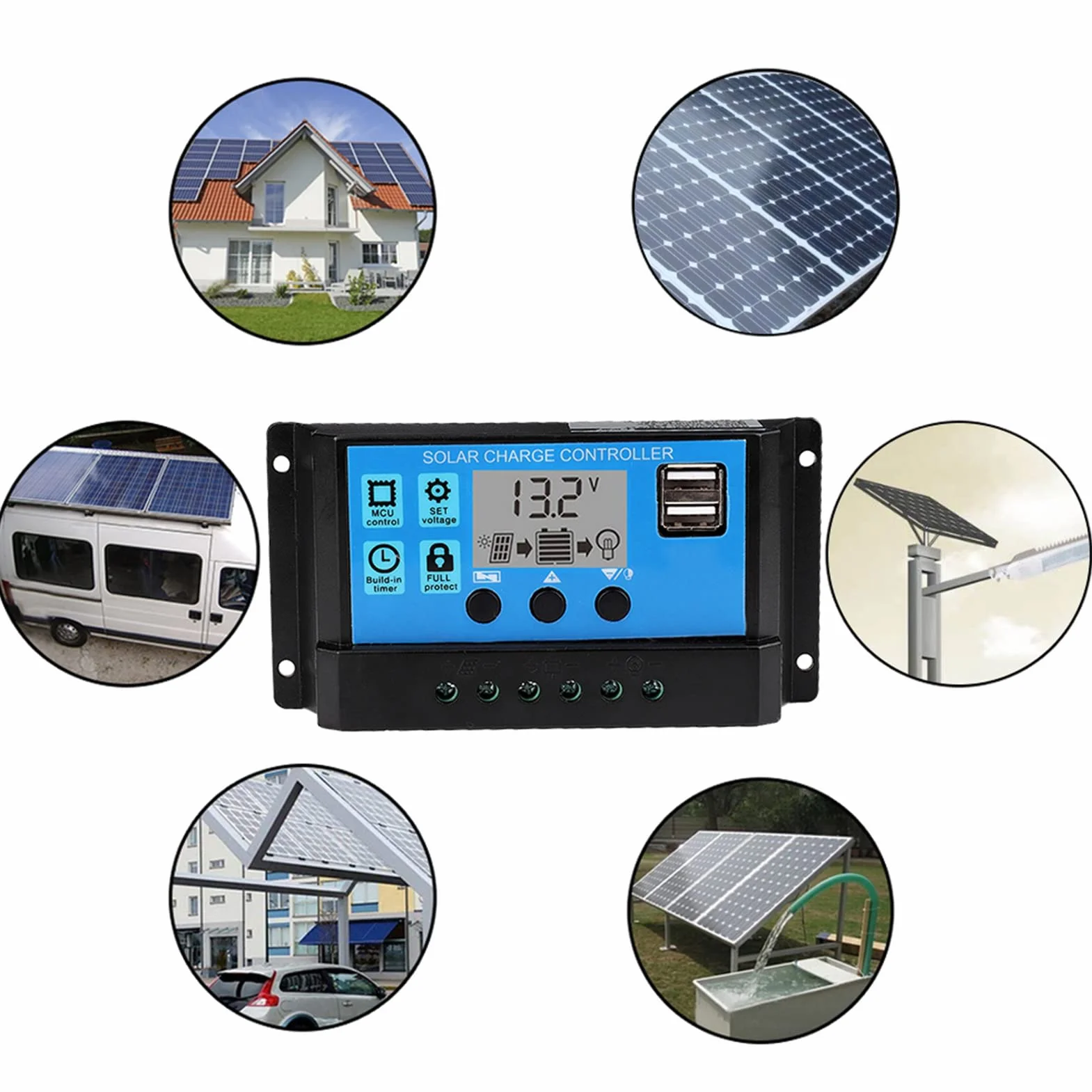 auto 60a/50a/40a/30a/20a/10a 12 v 24 v auto solarladeregler pwm controller passt für auto(30A)